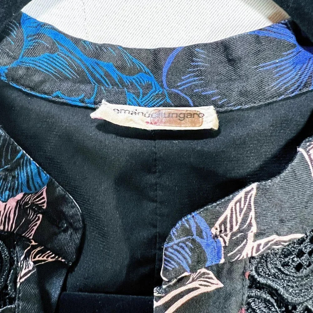 Emanuel Ungaro Black Floral Wisp Chiffon Formal Dress $2280 - Picture 10 of 13